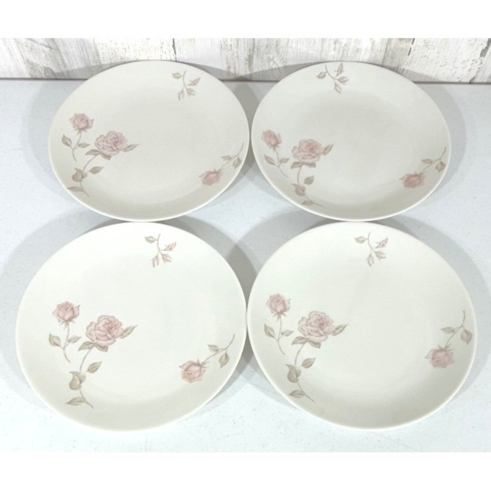 Iroquois Impromptu Beige Rose Dinner Plates Set of 4 Ben Seibel MCM Pink White